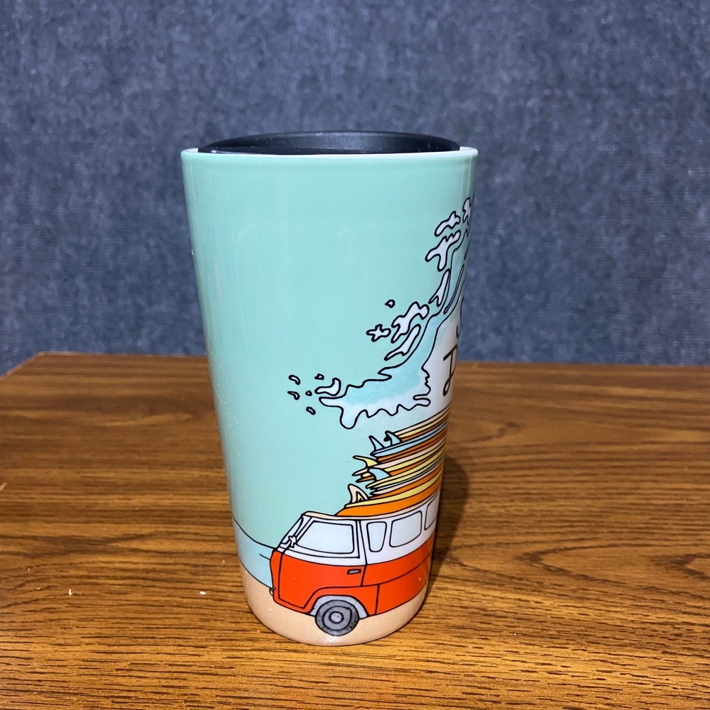 Starbucks San Diego VW Bus 12oz Ceramic Tumbler and Matching Card Pouch Set NEW - Picture 5 of 13